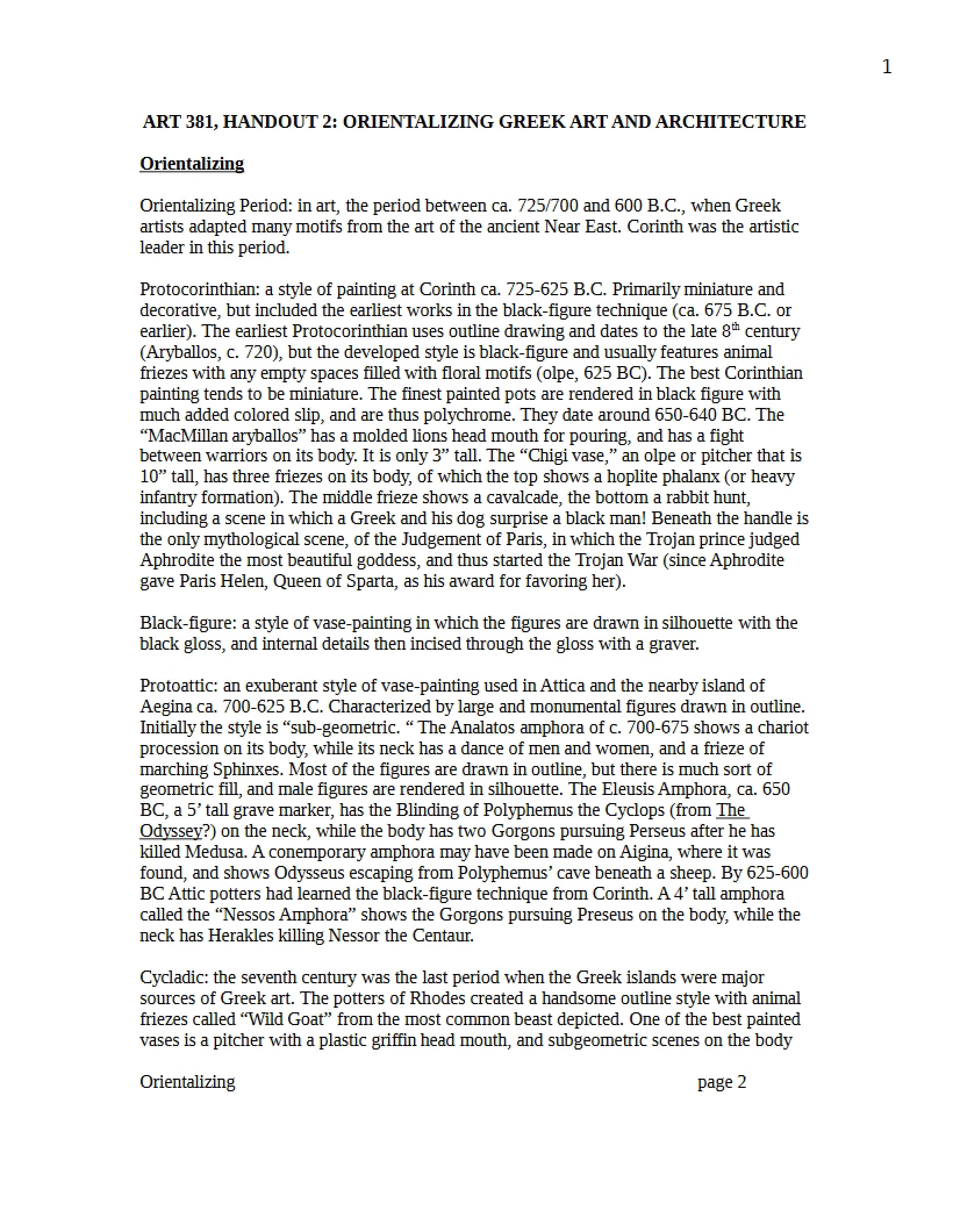 Handout Two
