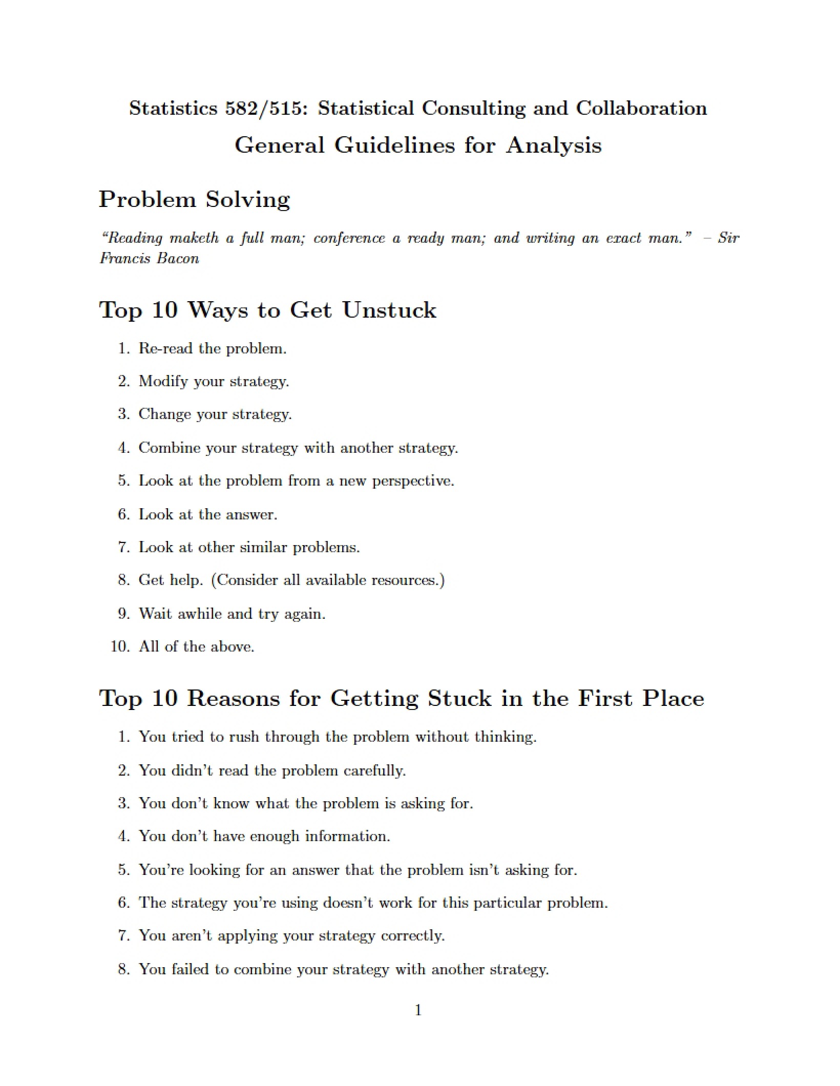 Analysis Guidelines