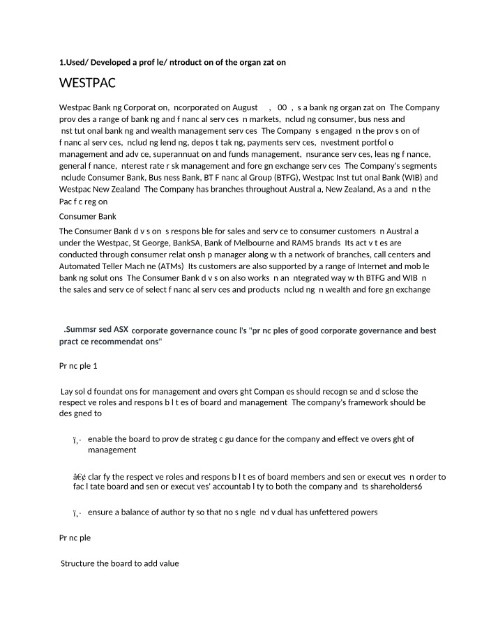 Westpac Banking Corporation Services