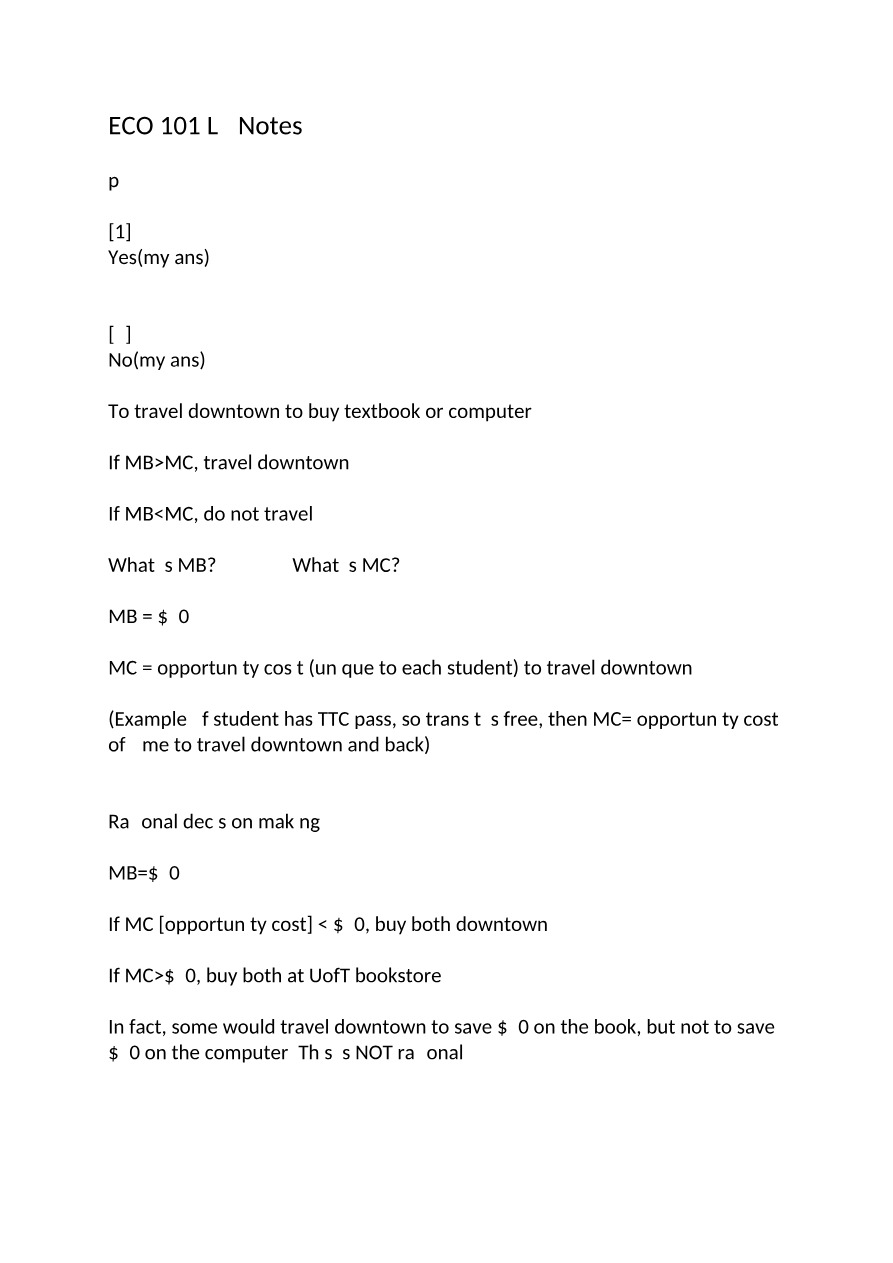 Notes for ECO101 Lecture 3
