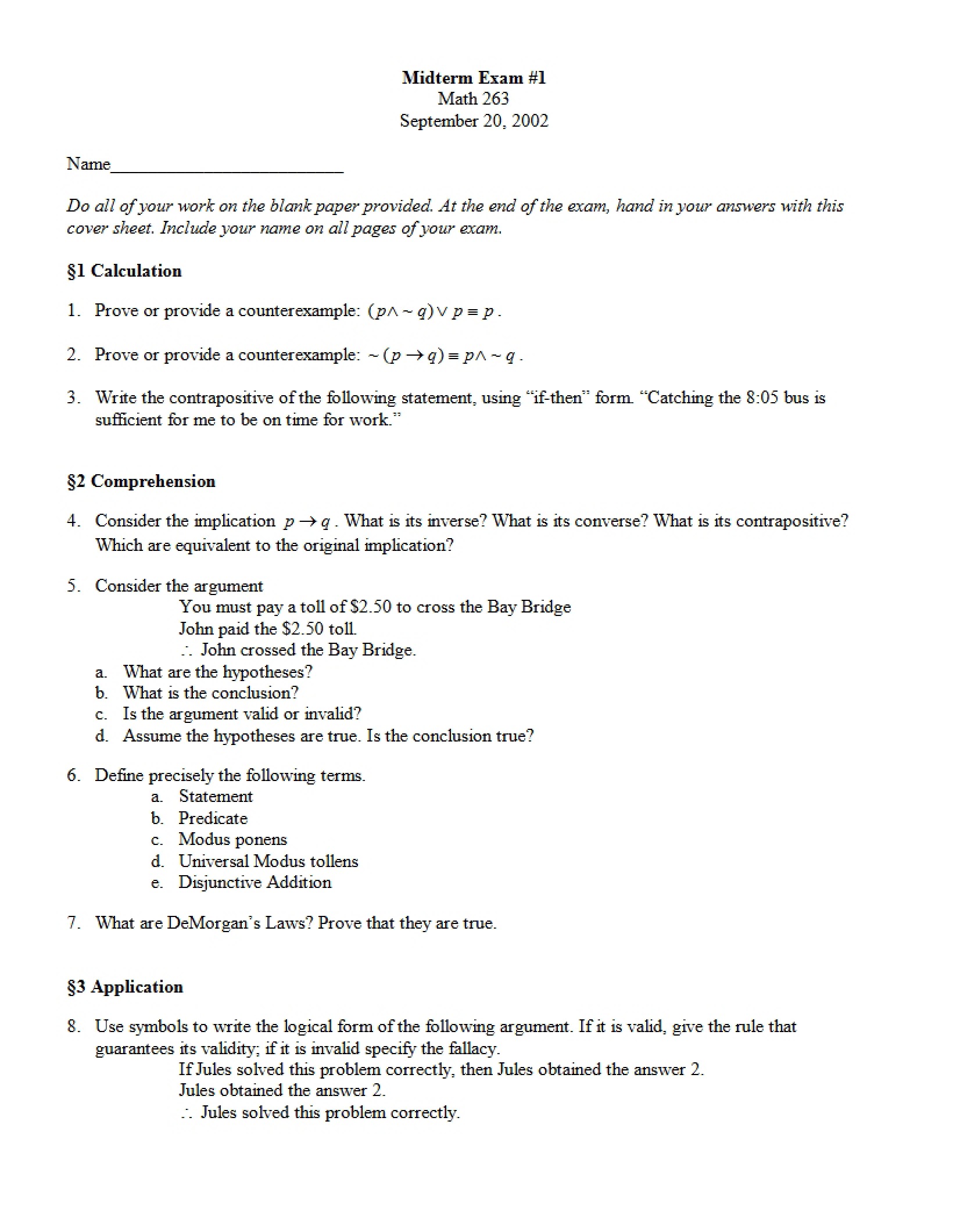 Midterm One