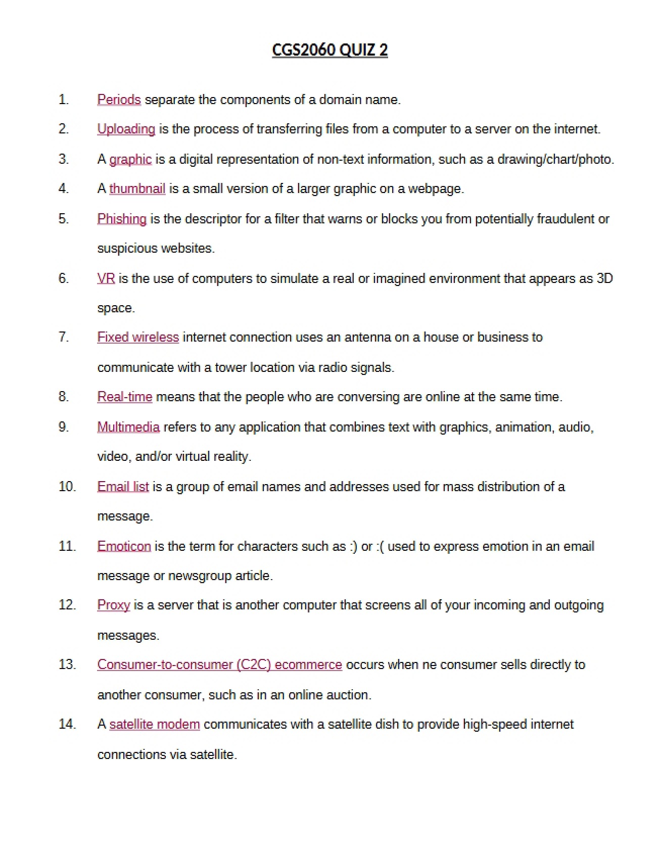 Second Quiz