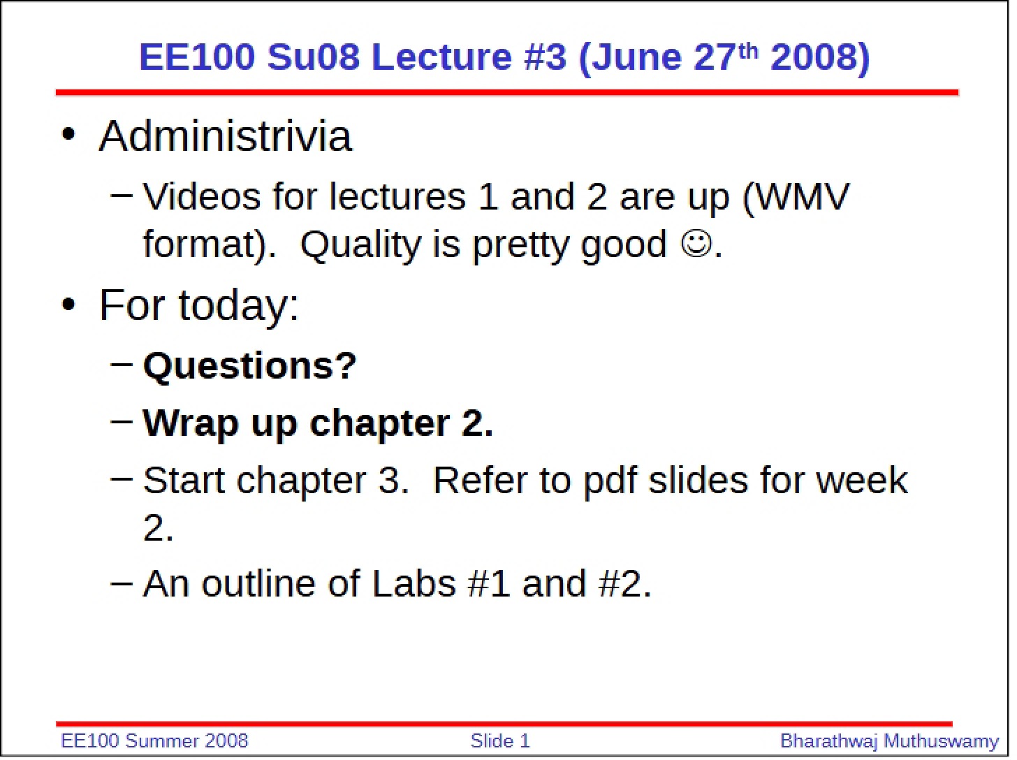 Notes for Class
