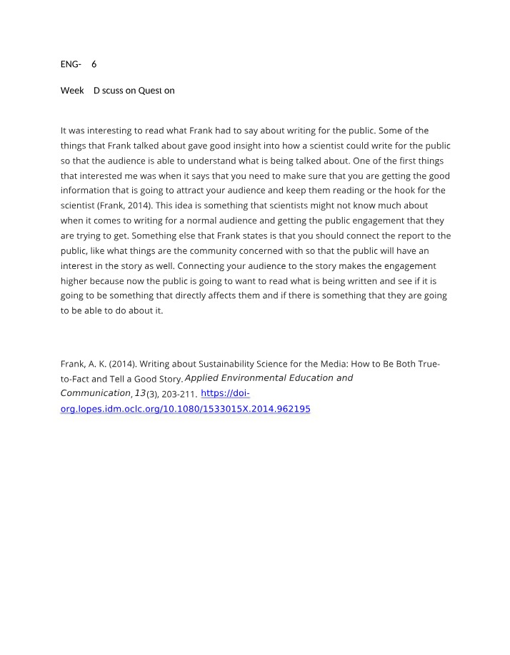 Engaging Scientists in Effective Writing for the Public