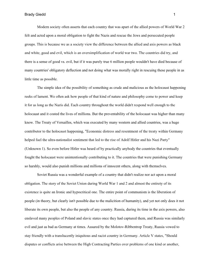 World War 2 - The Moral Obligation of Allied Powers
