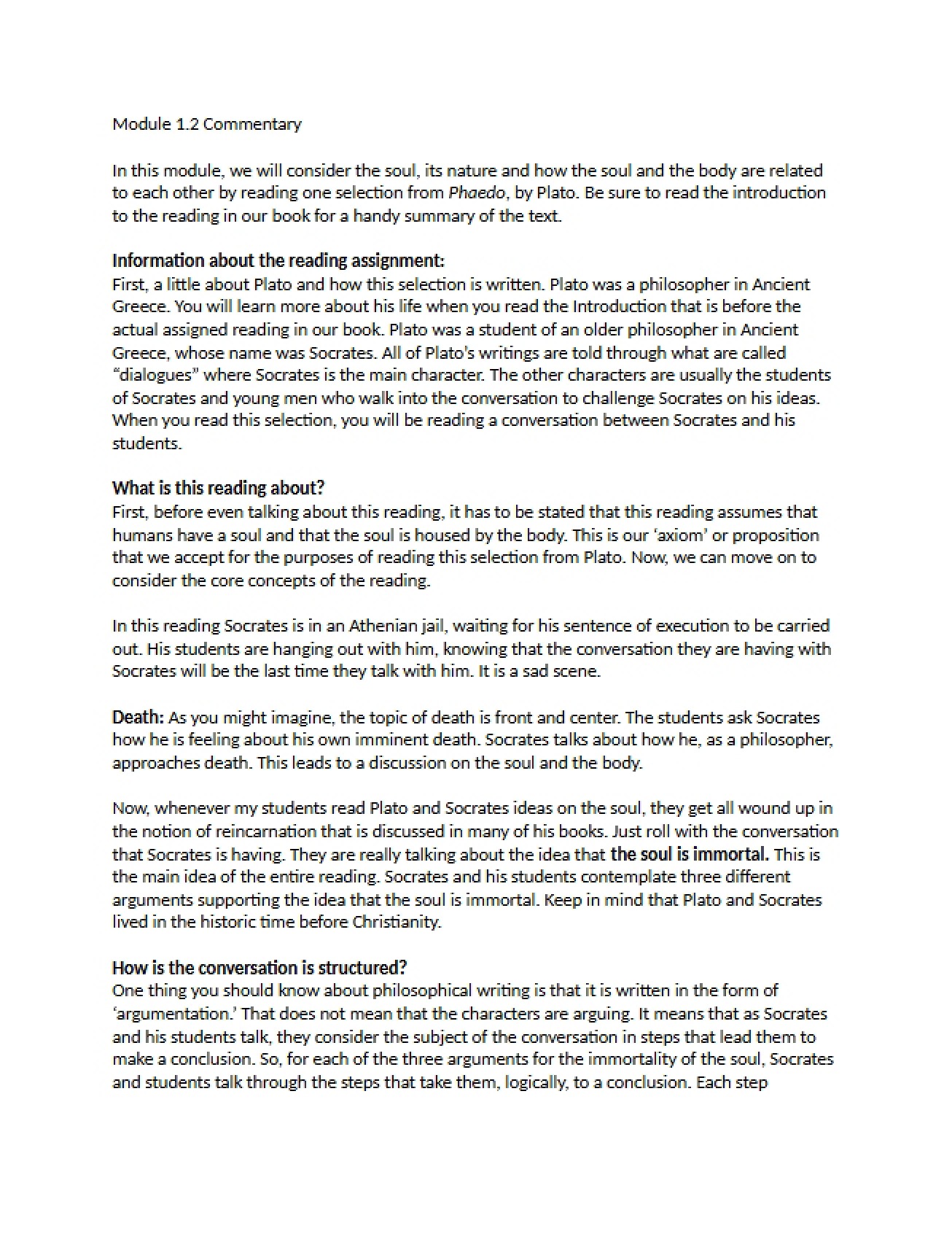 Introduction to Philosophy Commentary