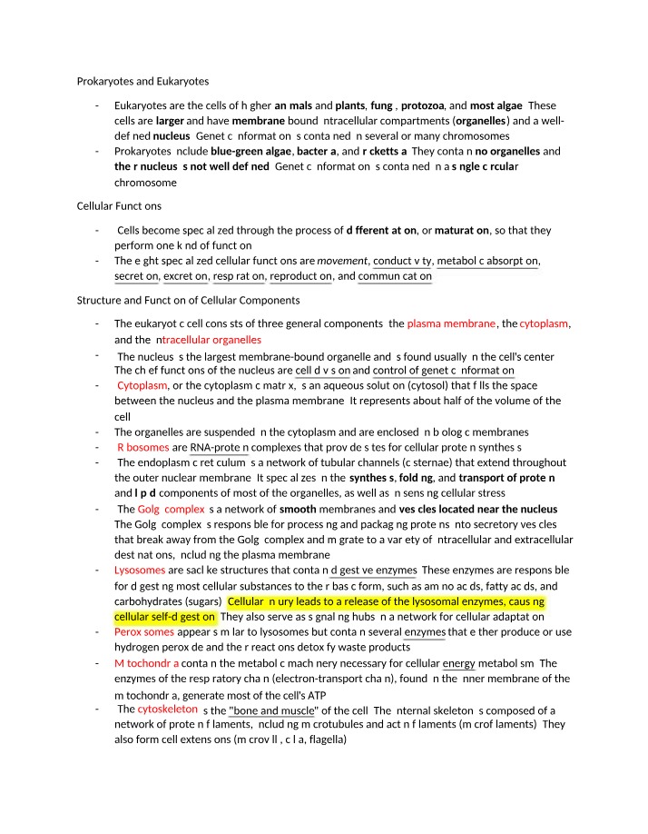 Structure and Functions of Prokaryotes and Eukaryotes