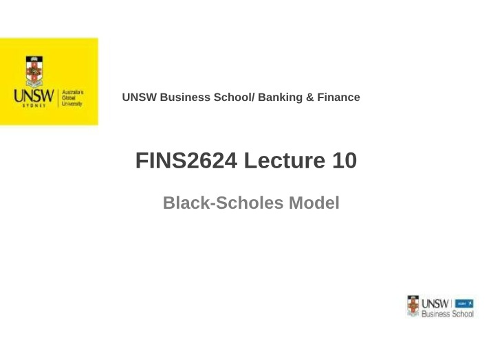 Lecture 10 - FINS2624