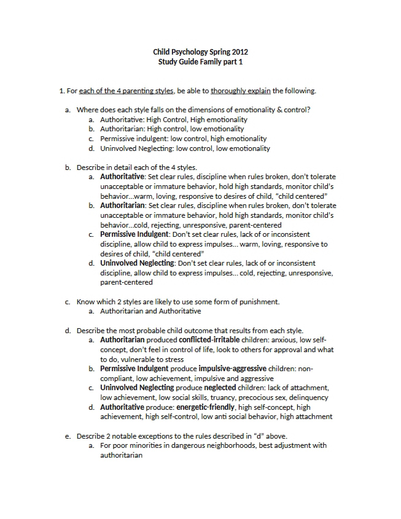 Child Psychology Study Guide, Part Thirteen