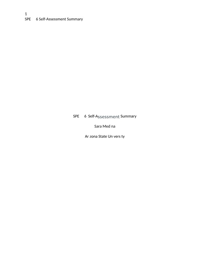 Self-Assessment Summary - SPE 526