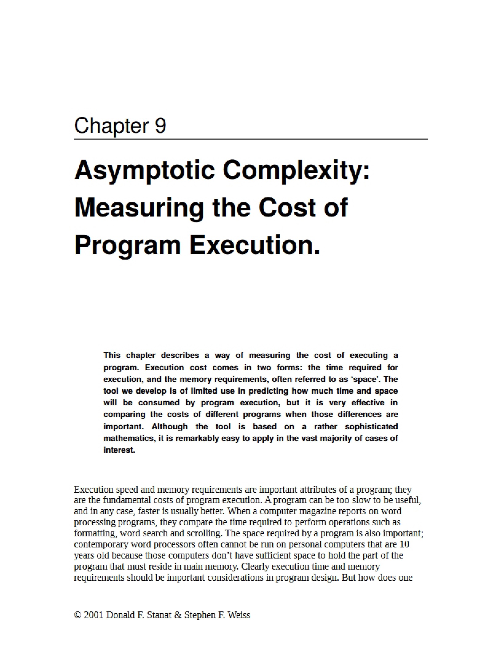 Measuring Program Execution Cost Asymptotic Complexity