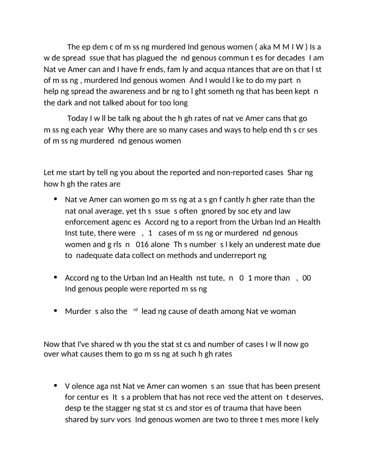 Analysis of Missing and Murdered Indigenous Women