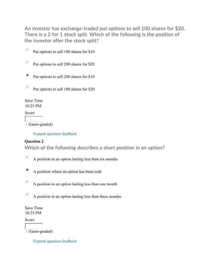 Options Strategies, Positions, and Stock Splits