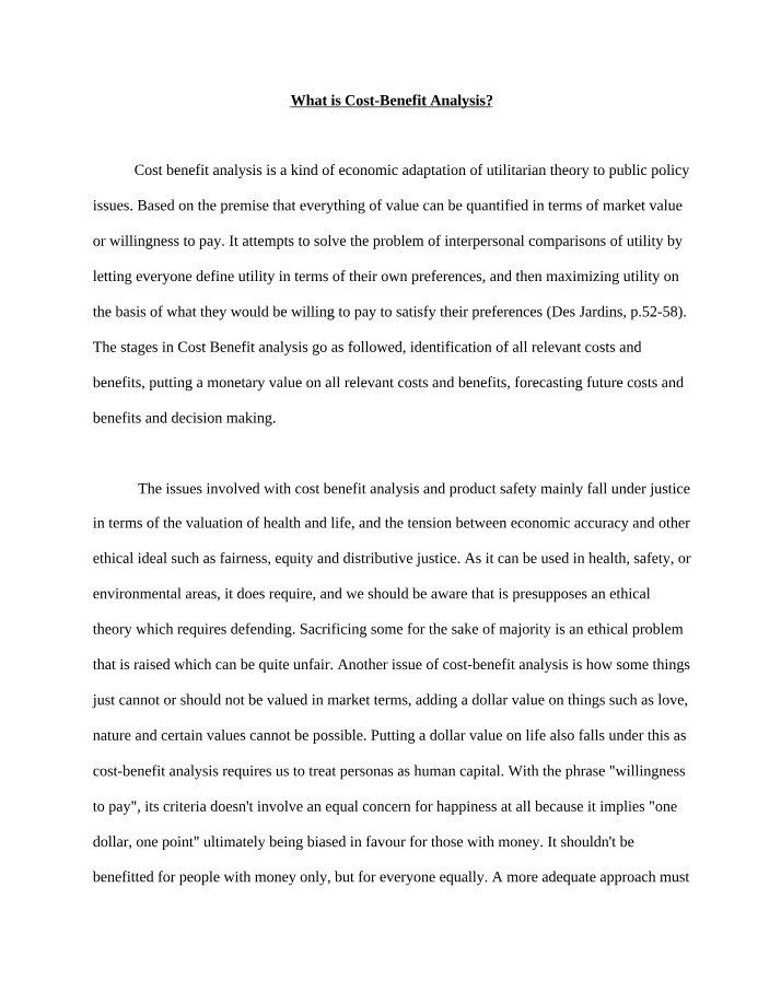 Analysis of Cost-Benefit
