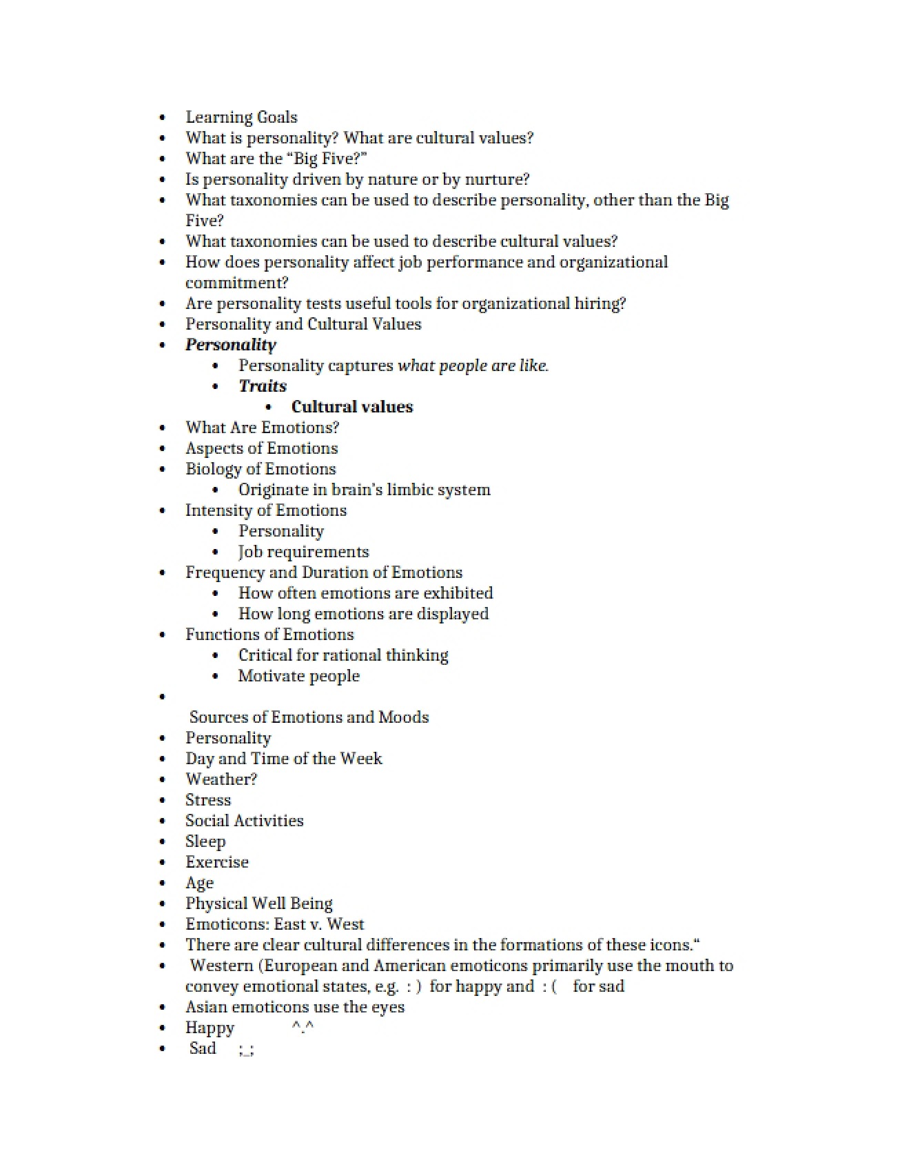 Role of Personality in the Workplace