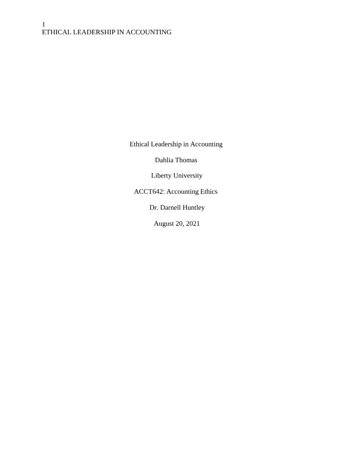 Ethical Leadership in Accounting Practice