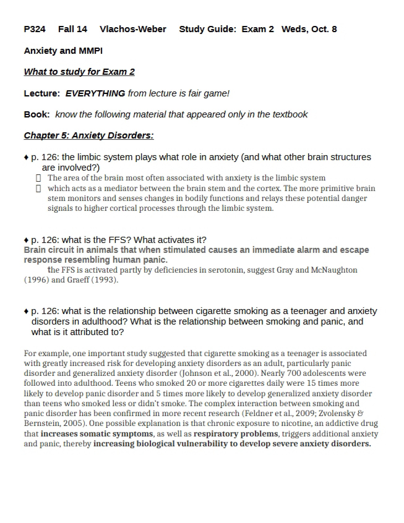 Study Guide for Second Exam