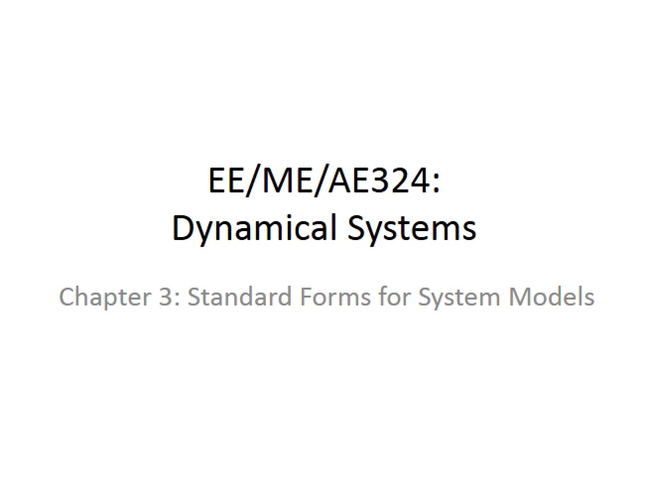 System Models Standard Forms