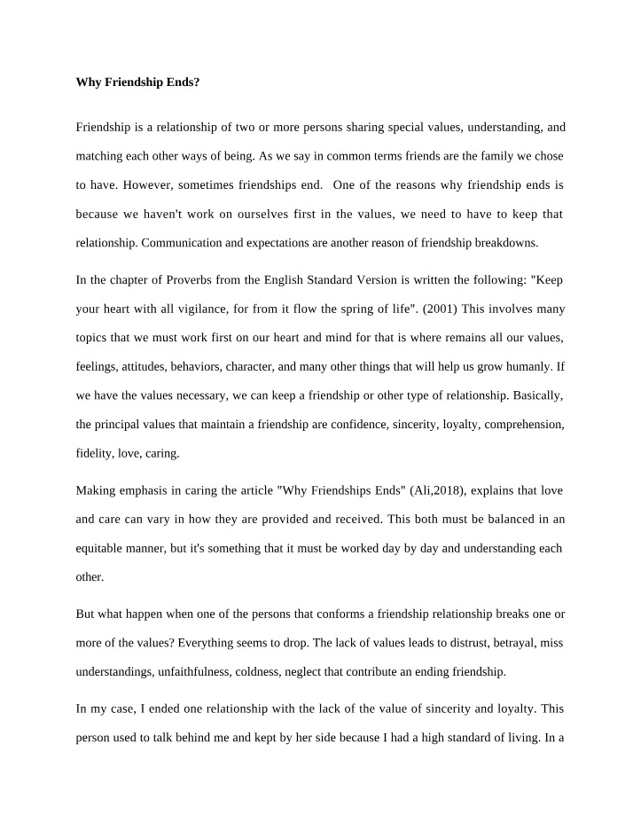 Final Composition on Why Friendship Ends