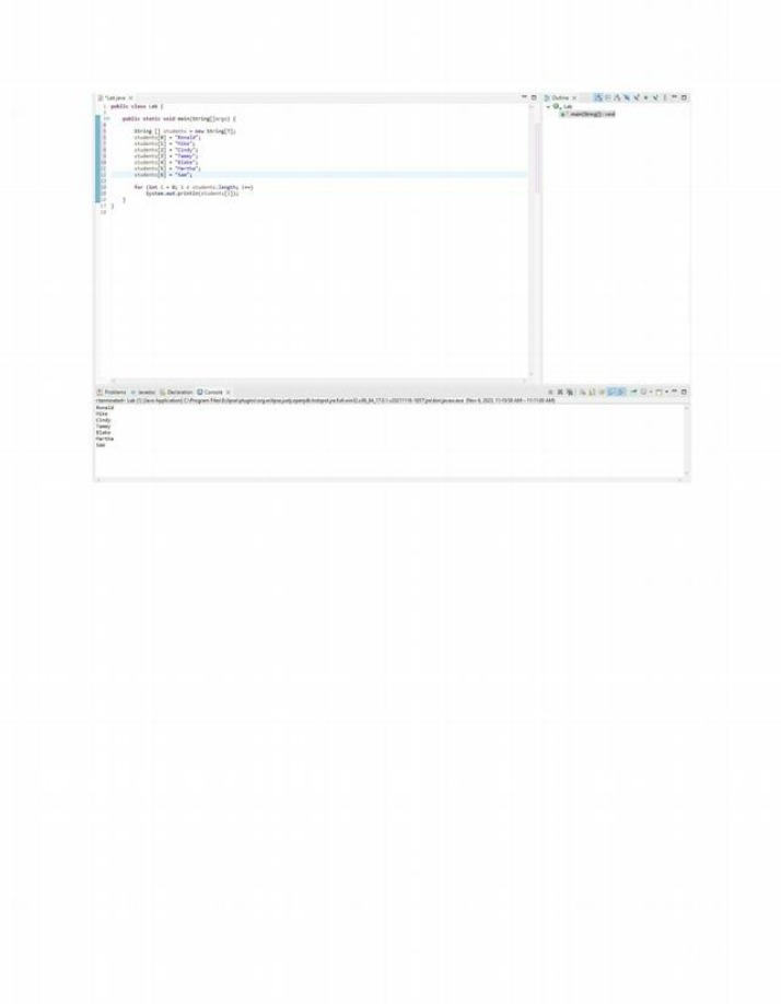 Working with Arrays and Printing Student Names - Java Lab