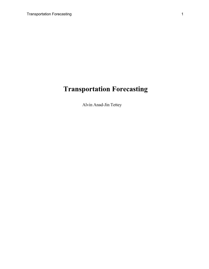 Transportation Forecasting Methods