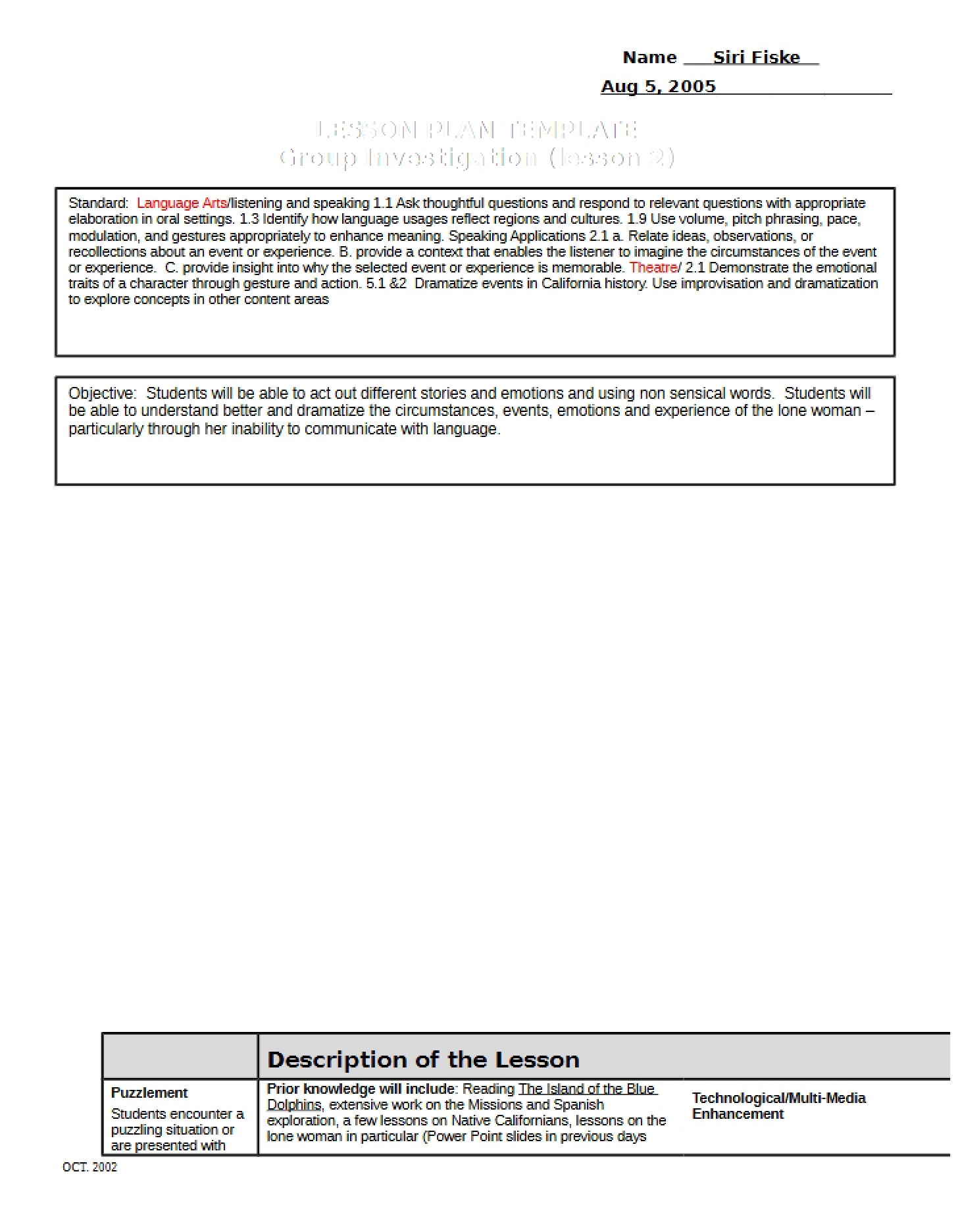 Lesson Plan Two (Siri)