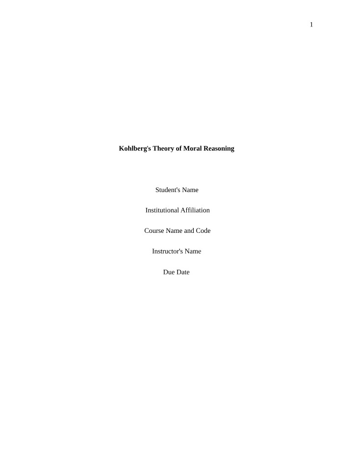 Kohlberg's Moral Reasoning Theory