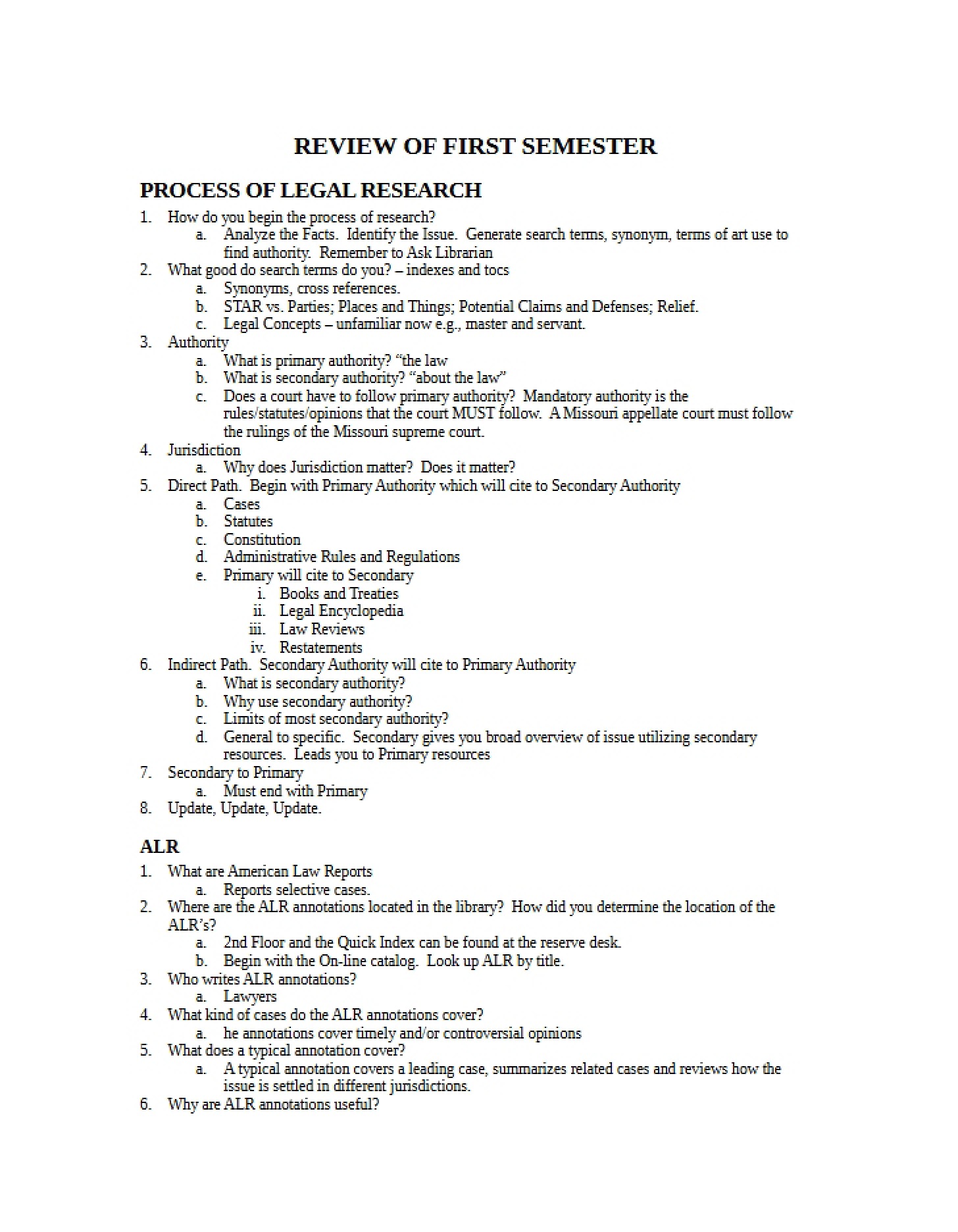 Kloempken First Semester Review