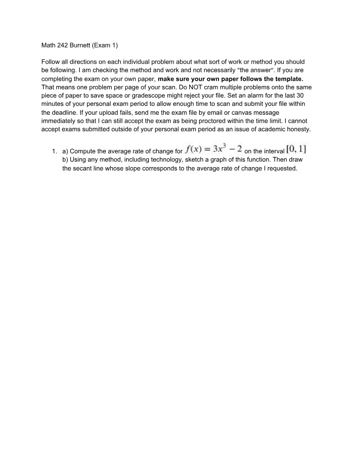 Exam 1 - Calculus