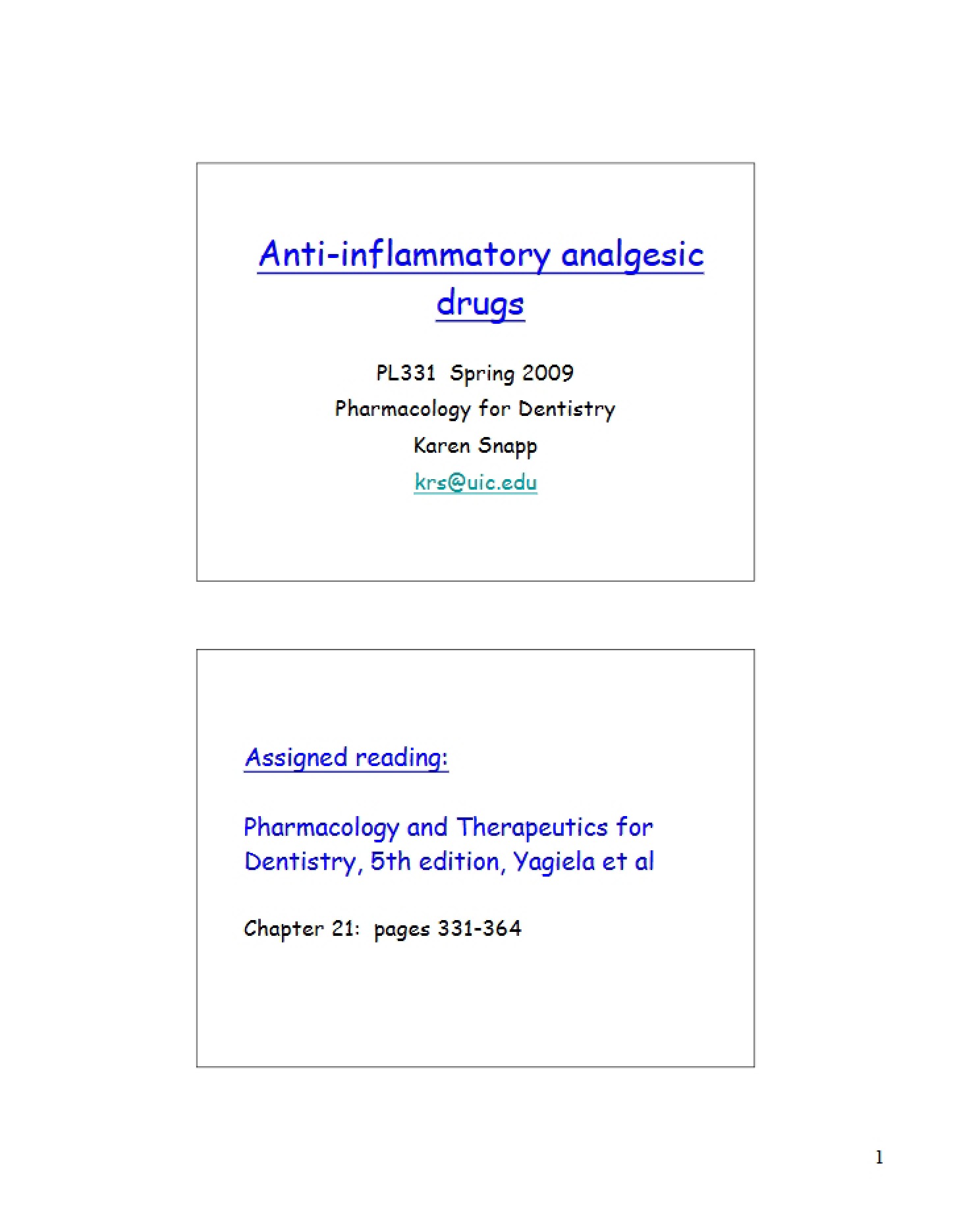 Analgesics for Inflammation