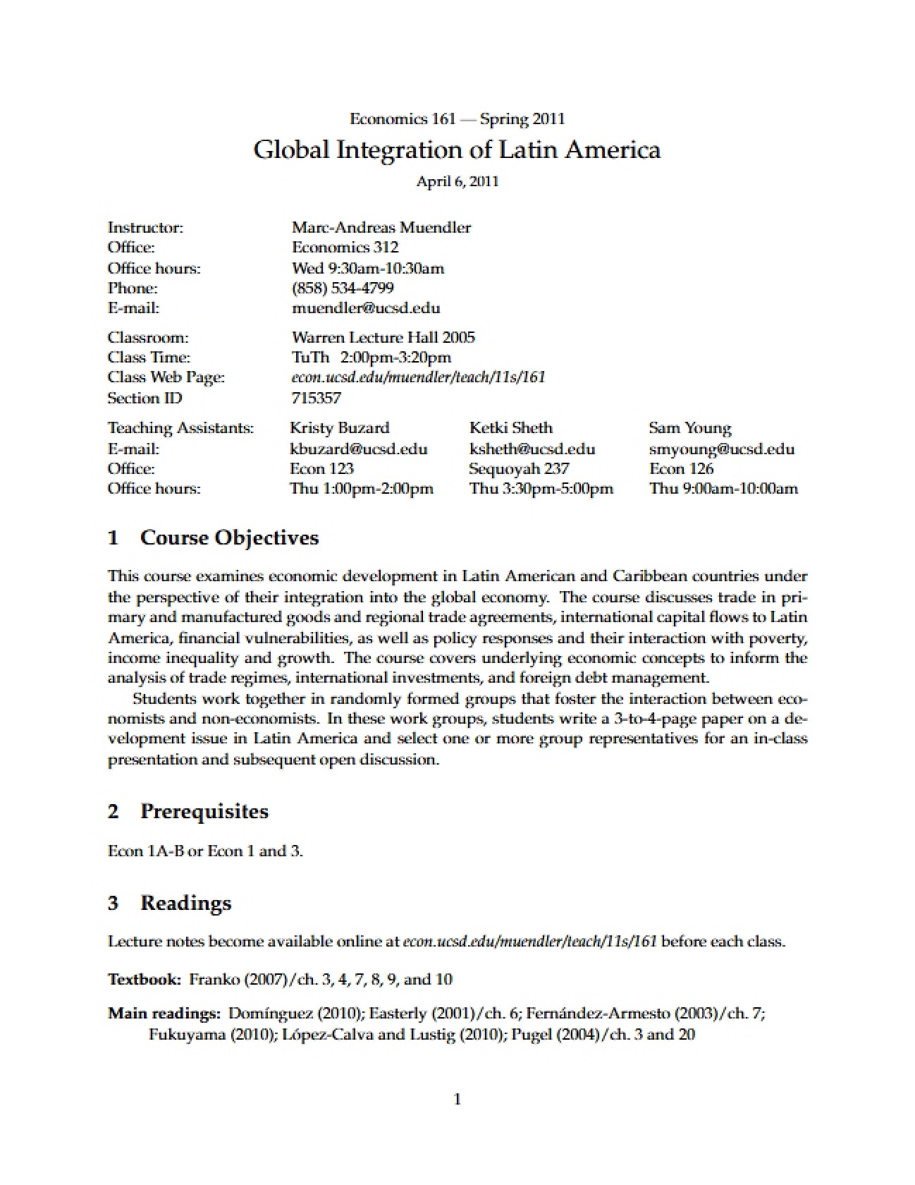 Latin American Global Integration Syllabus