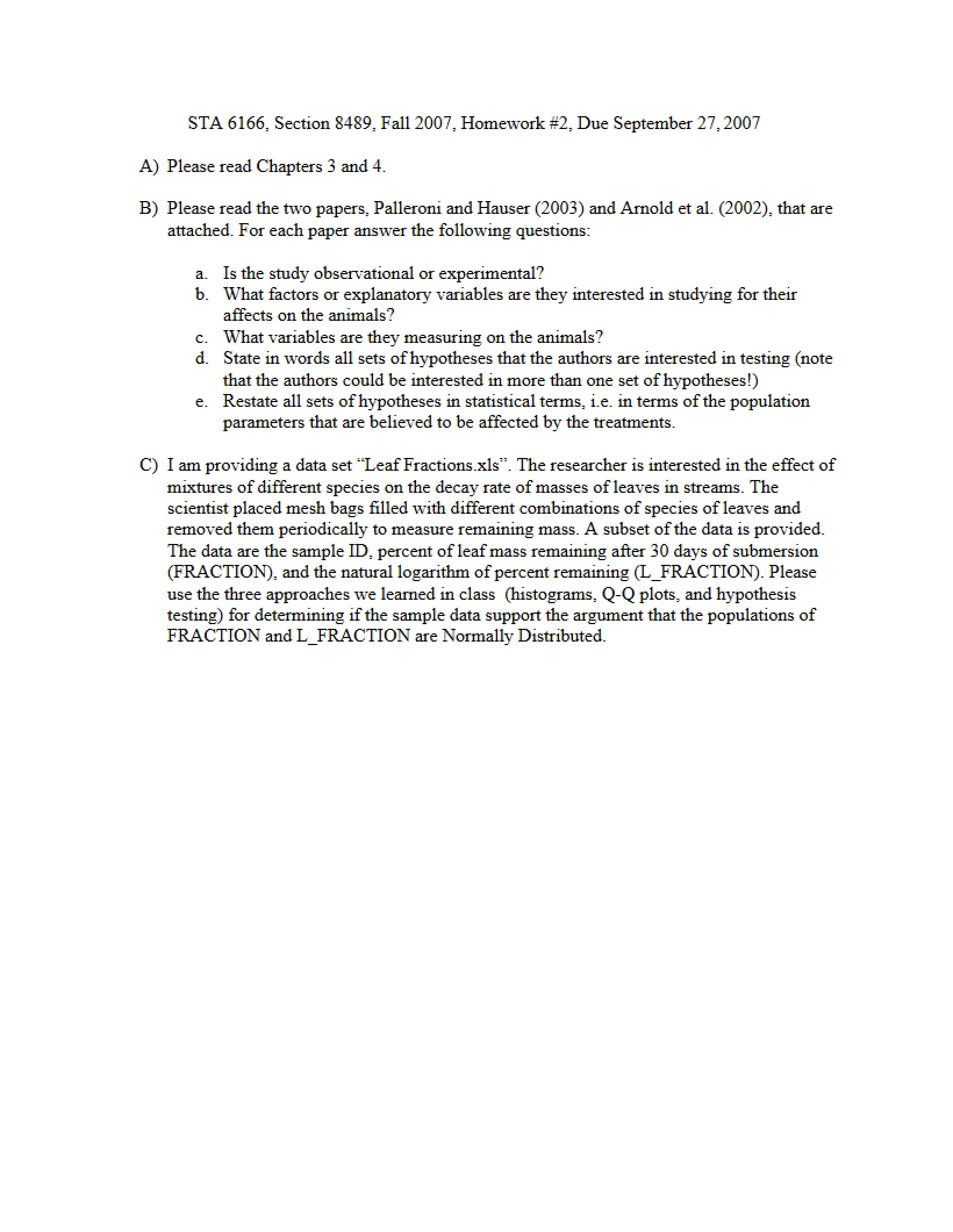 Second Homework for STA 6166
