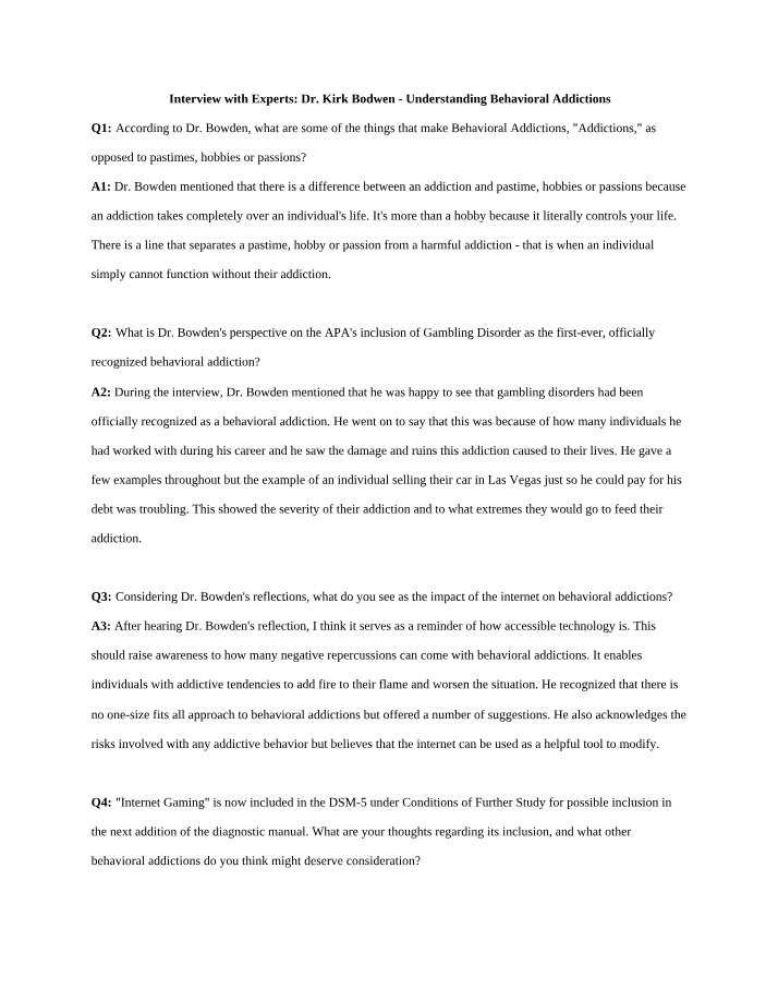 Behavioral Addictions Insights Part 2