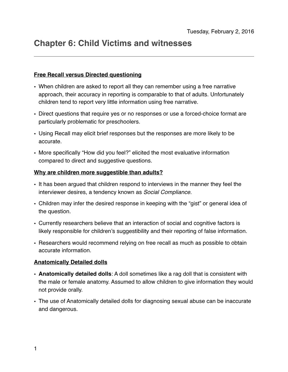 Witnesses and Child Victims - Chapter 6