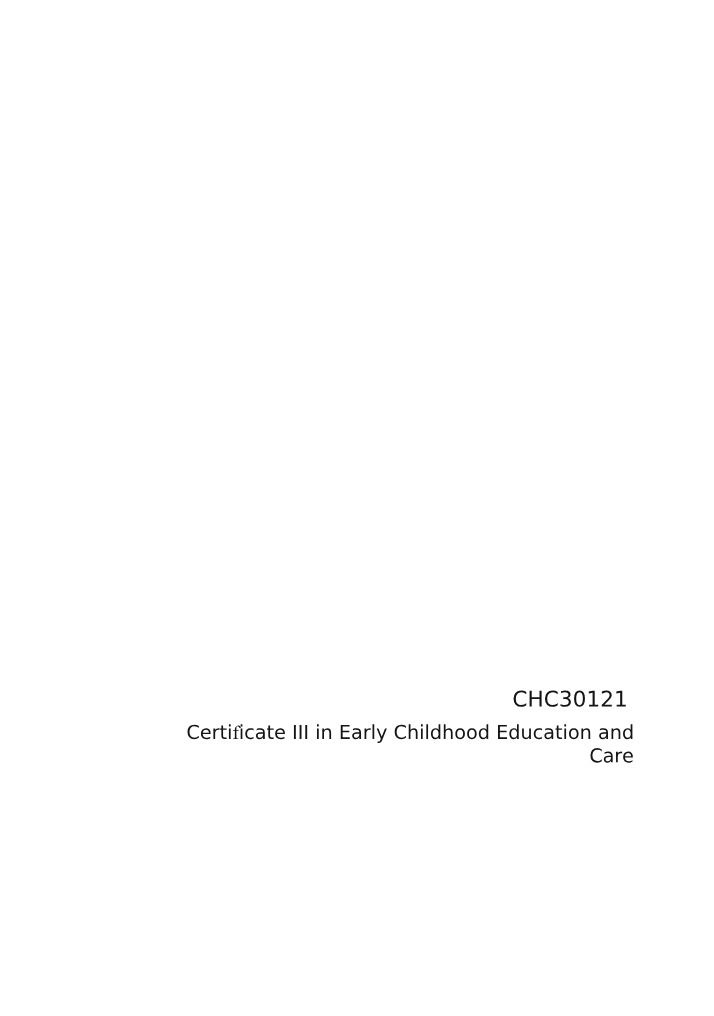 Workplacement Logbook - CHC30121 Practical Assessment