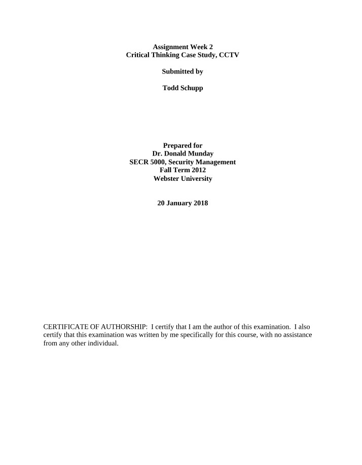 CCTV Benefits and Challenges Case Study