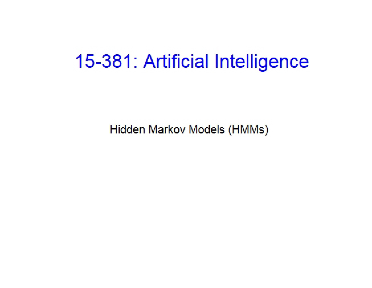 Artificial Intelligence Course Overview
