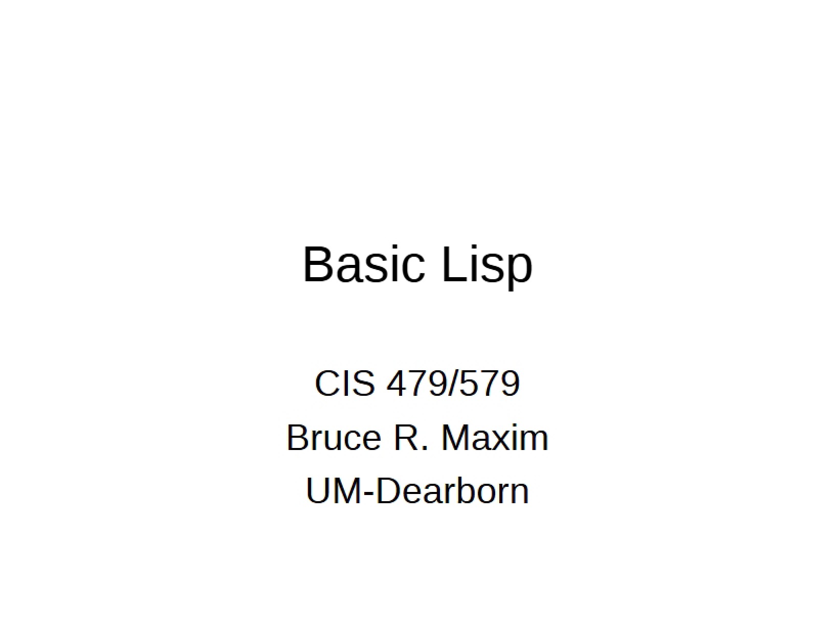 Fundamentals of Lisp