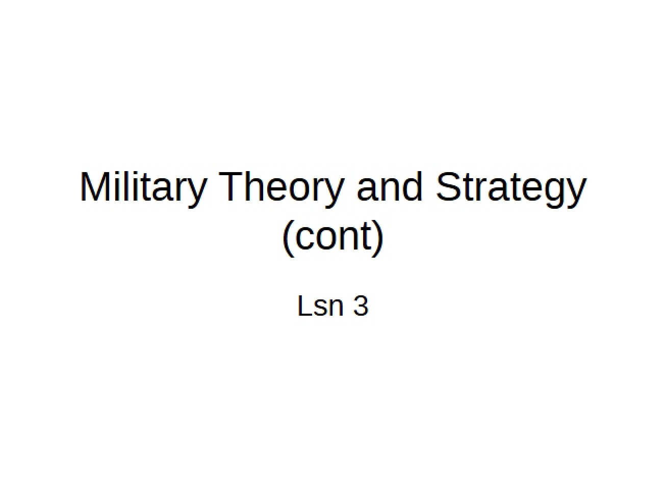 Introduction to Military Strategy and Theory