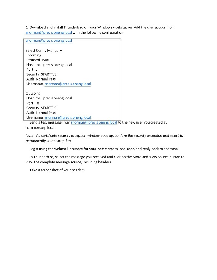 Configuring Thunderbird Email