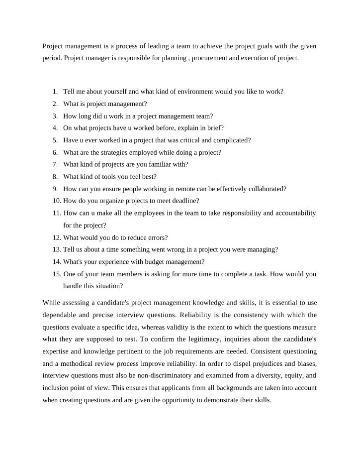 15 Top Project Management Interview Questions