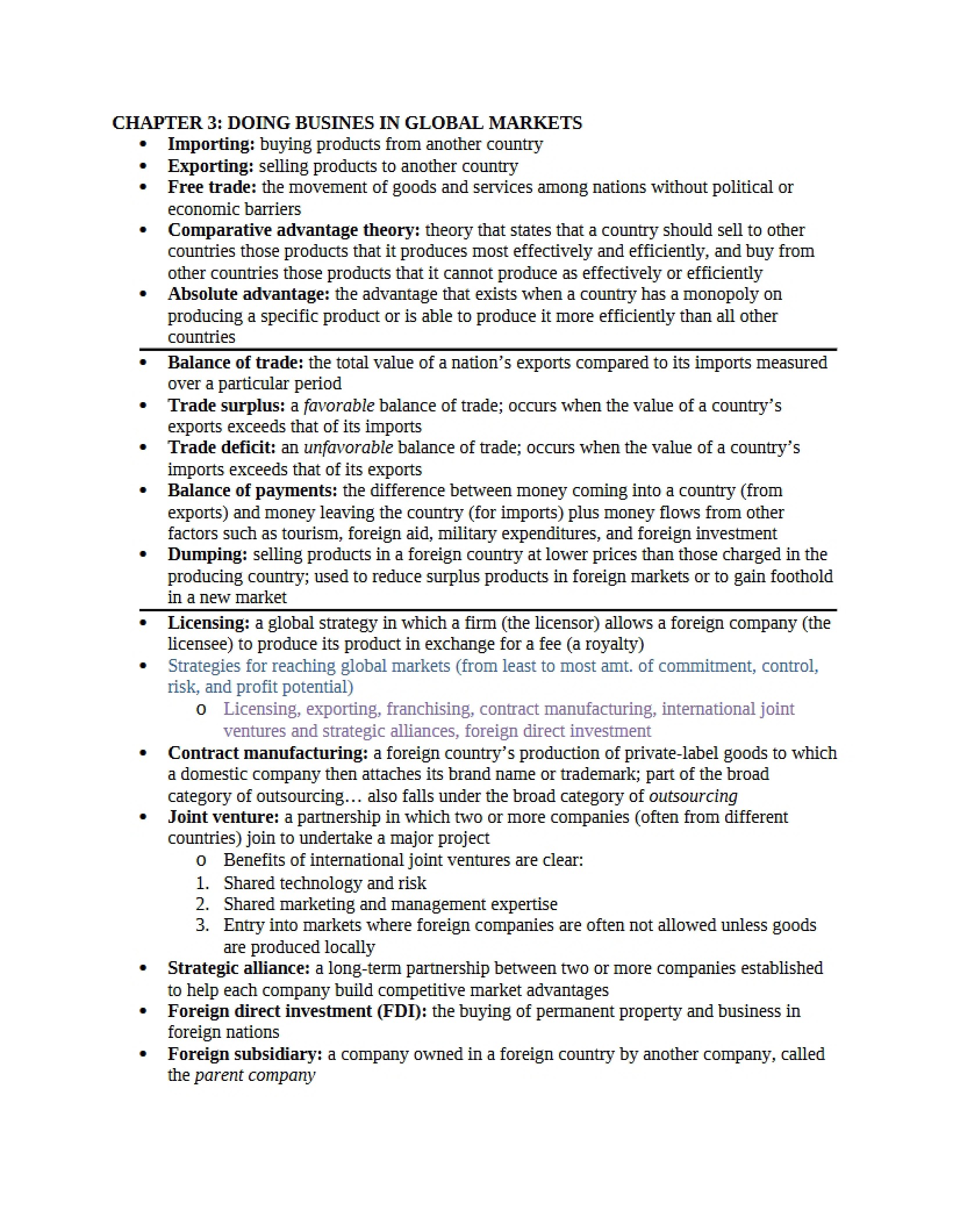Doing Business in Global Markets Chapter 3