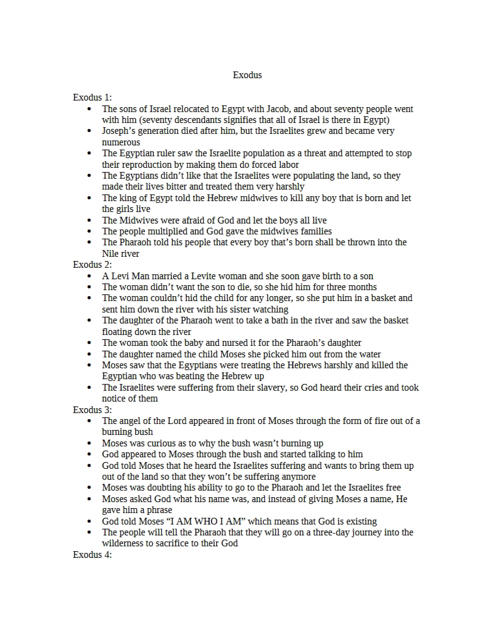 Book of Exodus Notes