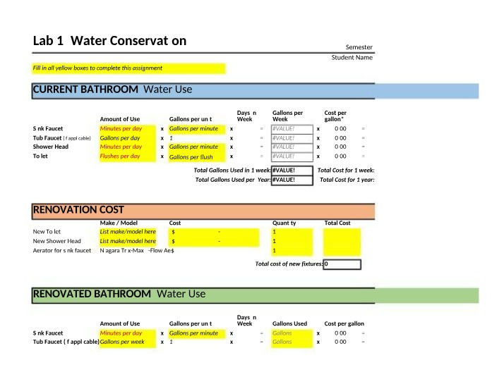 Water Conservation - Usage and Cost Calculation