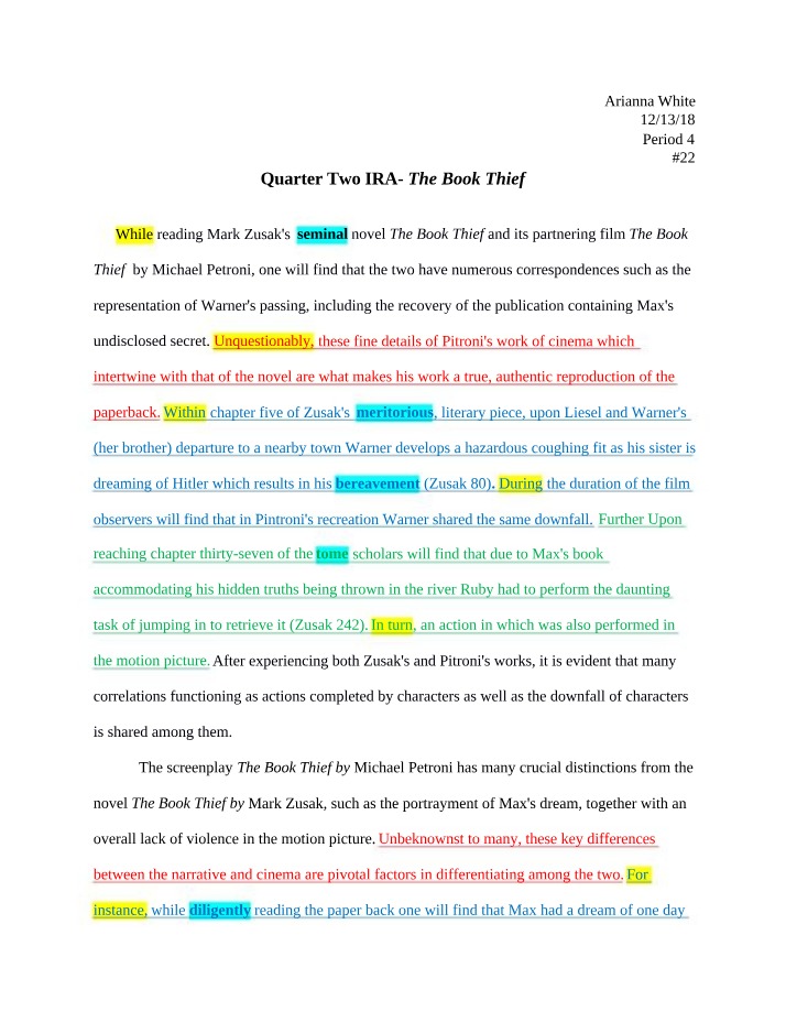 The Book Thief - Comparing the Novel and Film