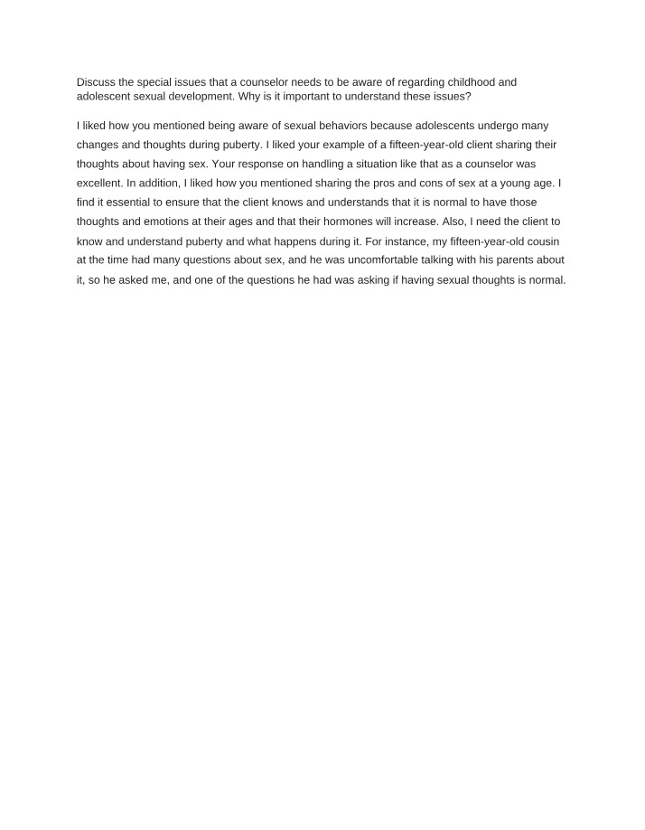 Childhood and Adolescent Sexual Development - Key Concepts
