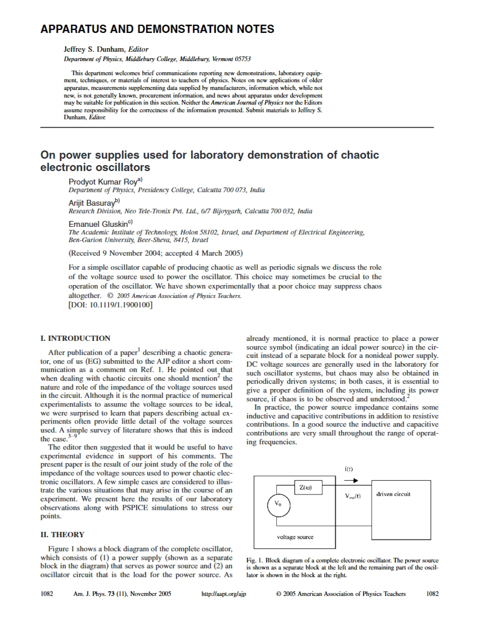 Power Supplies for Chaotic Electronic Oscillators