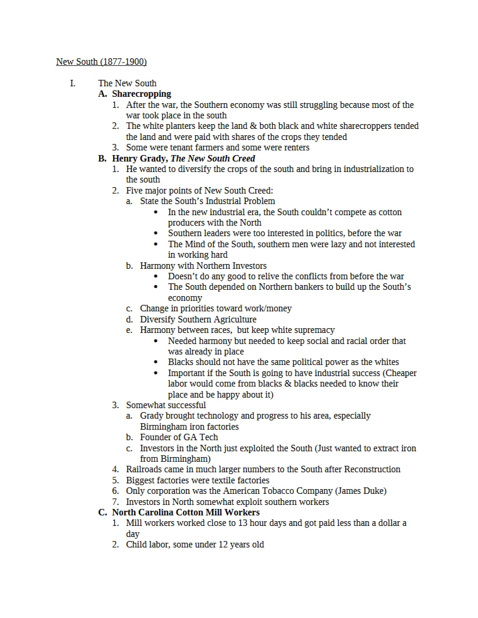 Lecture Notes (US History II)