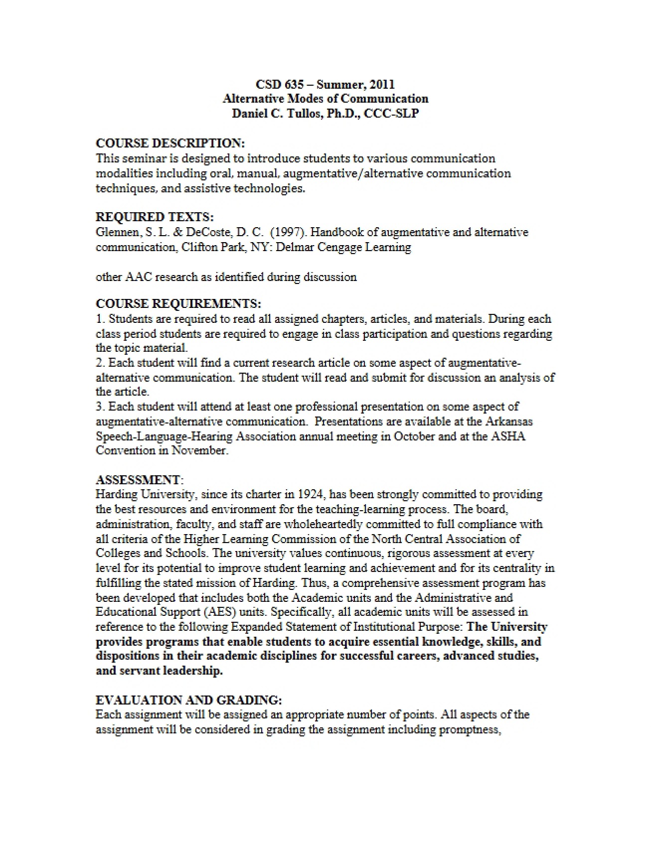 Course Description for CSD 635