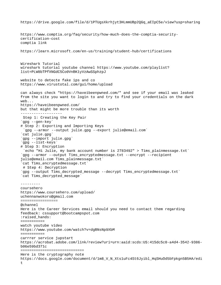 Cryptography Note and Wireshark Tutorial